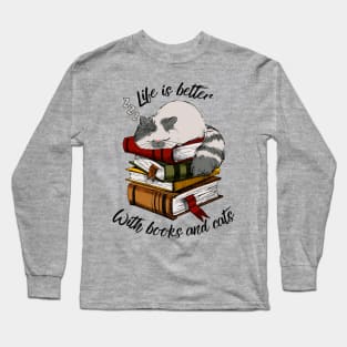 Books and Cats Long Sleeve T-Shirt